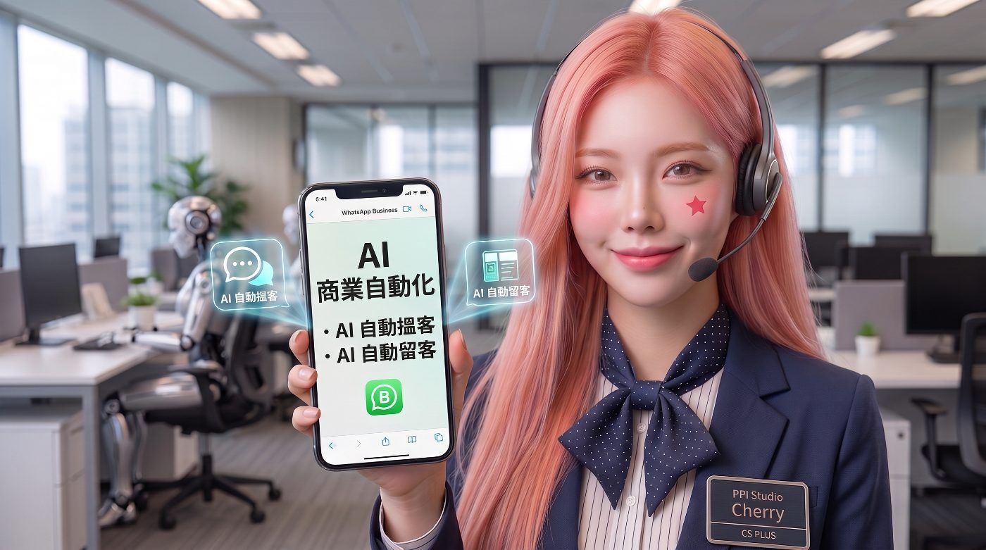 PPI Studio AI 客服助理 Cherry 展示 WhatsApp Business 上嘅 AI 商業自動化：AI 自動搵客、AI 自動留客